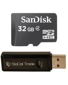 SanDisk 32GB Micro SDHC Class 4 TF Memory Card for Motorola Photon Q Droid Razr HD Razr Maxx HD Razr M I with SoCal Trade, Inc. Micro SD HC & SD Card Reader - Bulk Packed