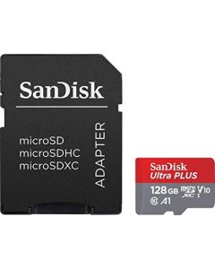 SanDisk - Ultra Plus 128GB microSDXC UHS-I Memory Card - 130MB/s, C10, U1, Full HD, A1, Micro SD Card - SDSQUA4-128G-GN6MA