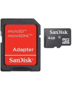 SanDisk microSDHC 4GB Memory Card W/Adapter