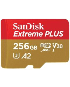 SanDisk Extreme Plus 256GB microSDXC Card with Adapter UHS-I, U3, A2, V30 - SDSQXBZ-256G-ANCMA