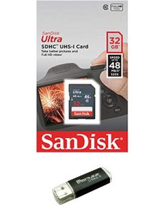 Sandisk 32GB SD SDHC Flash Memory Card for Nintendo 3DS N3DS DS DSI & Wii Media Kit, Nikon SLR Coolpix Camera, Kodak Easyshare, Canon Powershot, Canon EOS, Comes with Bonus SD/TF USB Card Reader