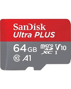 Sandisk Ultra Plus 64GB MicroSDXC UHS-I Card with Adapter 130MB/s Class 10 U1 A1