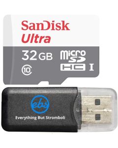 32GB SanDisk Ultra MicroSDXC Memory Card works with Raspberry Pi 3 Model B, Pi 2, Zero UHS-I Class 10 48mb/s with Everything But Stromboli Memory Card Reader