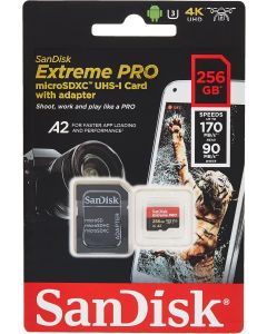 SanDisk Extreme Pro Micro SDXC UHS-I U3 A2 V30 Memory Card (256GB)